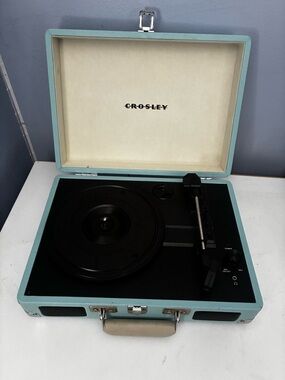Crosley Portable Record Player in Light Aqua with Cream Interior